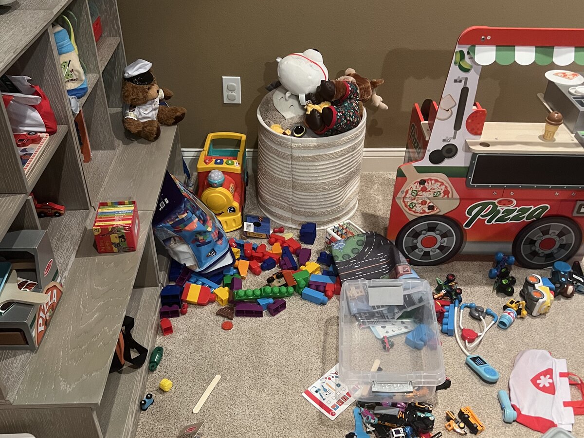 Kids room before cleaning