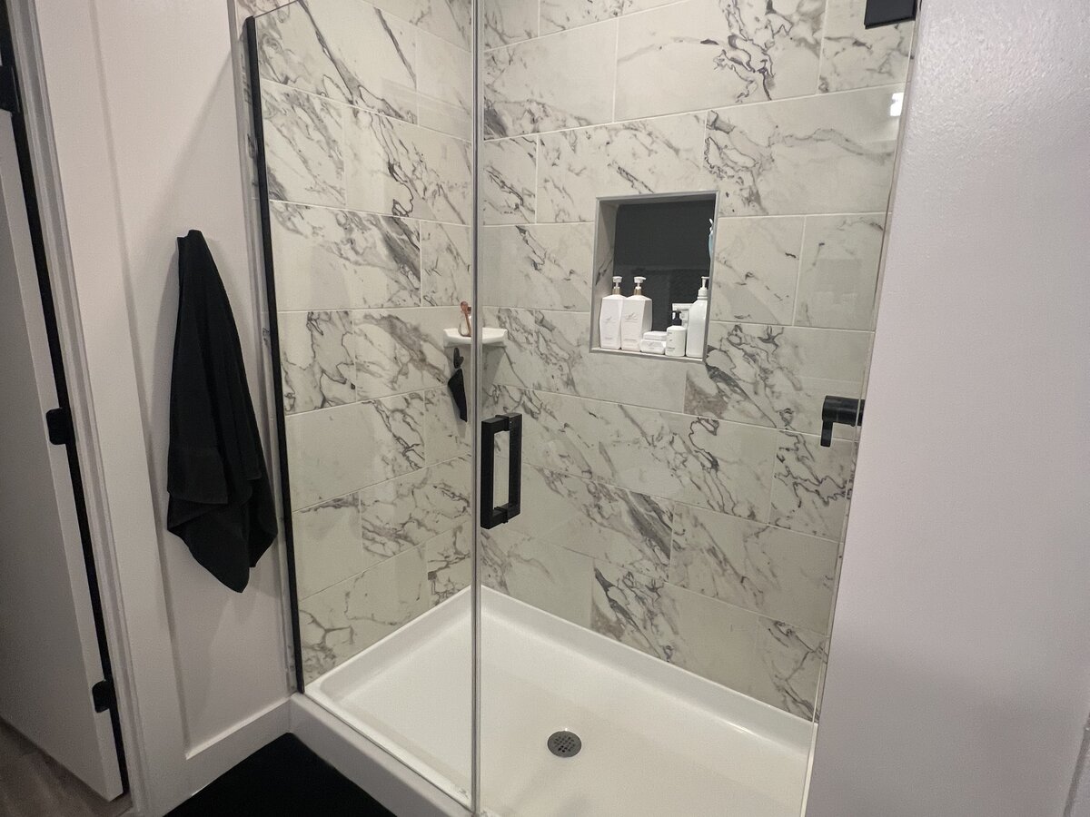 Marble shower after Tidy Tina's clean